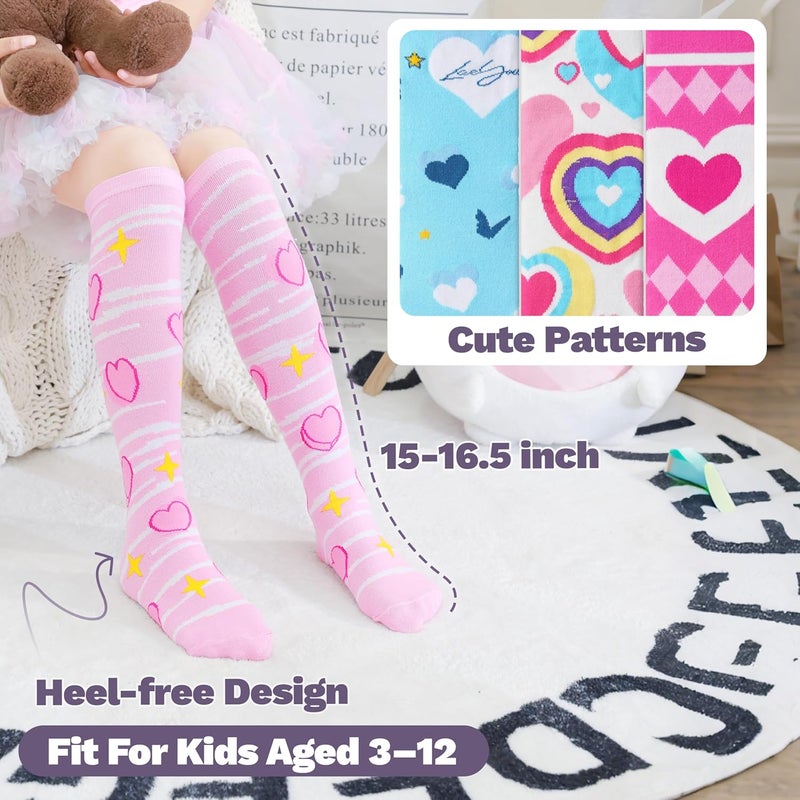 ANTSANG Kids Girls Knee High Socks Fashion Funny Crazy Stockings Gift Cute Novelty Long Boot Cotton Socks for Child 6 Pairs - Image 5